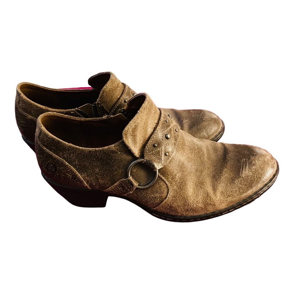 Born Distressed Shooties‎ Loriei Style Side Zipper Brown Size 9.5